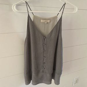 Loft Black & White Striped Tank Top